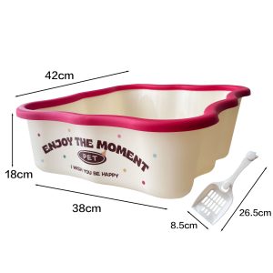 Open-top cat litter tray with scoop, 42 × 38 × 18 cm