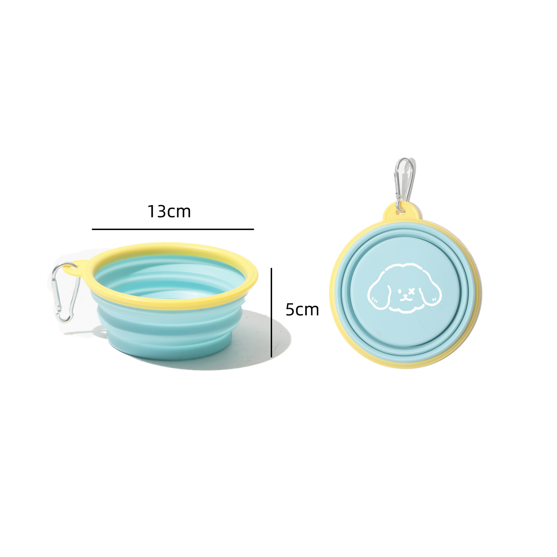 Collapsible Pet Travel Bowl - Portable Dog & Cat Water & Food Bowl with Carabiner Clip, 350ml, Food-Grade TPE