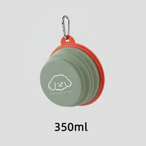 Collapsible Pet Travel Bowl - Portable Dog & Cat Water & Food Bowl with Carabiner Clip, 350ml, Food-Grade TPE