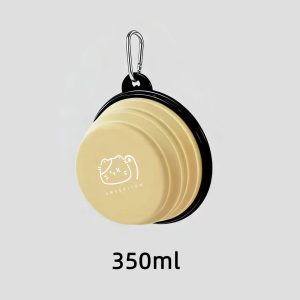 Collapsible Pet Travel Bowl - Portable Dog & Cat Water & Food Bowl with Carabiner Clip, 350ml, Food-Grade TPE