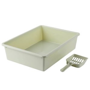 Semi-Enclosed Cat Litter Box with Scoop – High Wall Anti-Splash (Green)
