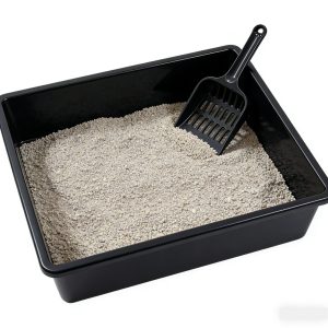 Semi-Enclosed Cat Litter Box with Scoop – High Wall Anti-Splash (Black)