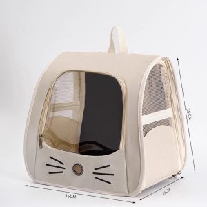 AirFlow Cat Backpack – Breathable Mesh Carrier for Cats & Small Pets (Beige)