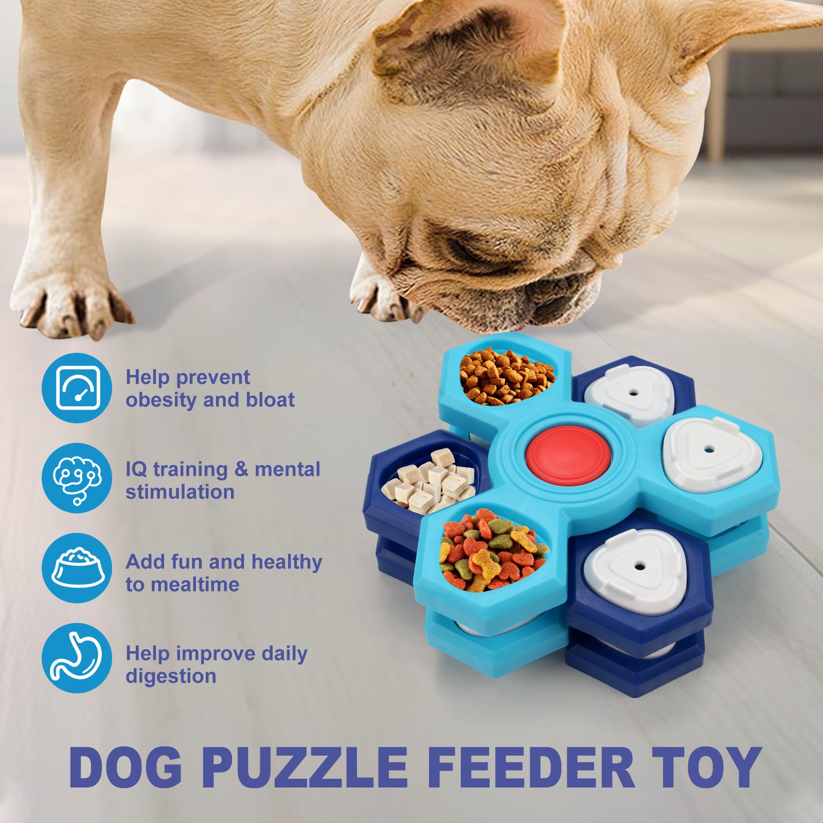 Interactive Dog Puzzle Feeder Toy – Rotating Slow Feeder