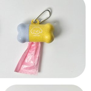 Bone-Shaped Dog Poop Bag Dispenser - Clip-On Leash Waste Bag Holder with Carabiner Clip & 1 Biodegradable Bag, 2 Colours