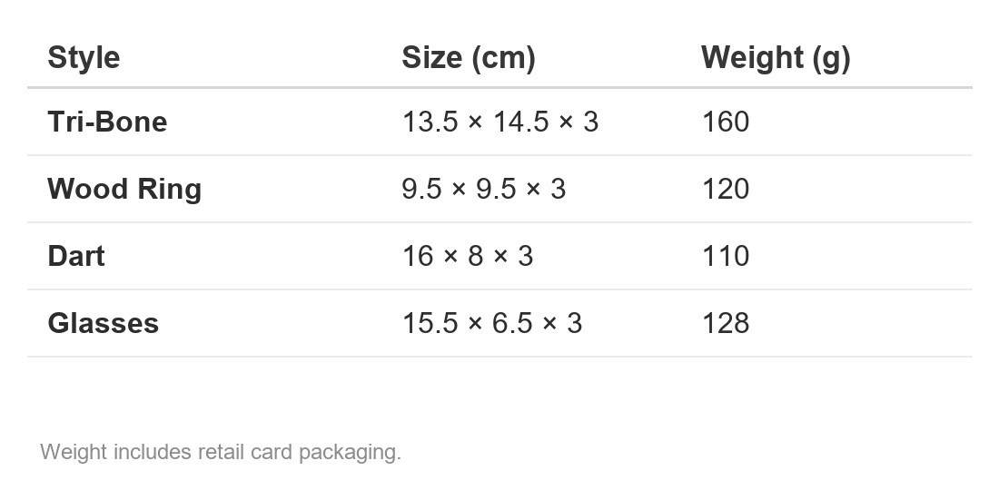 Chew toy sizes and weights