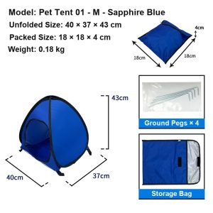 Foldable Pet Tent – Portable Outdoor Sun Shelter (Sapphire Blue)