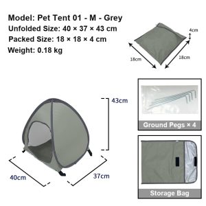 Foldable Pet Tent – Portable Outdoor Sun Shelter (Grey)