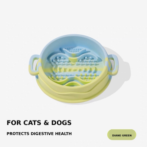 Green silicone slow feeder bowl