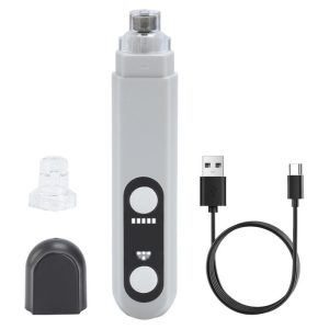 Rechargeable LED-Lit Pet Nail Grinder - Quiet Low-Noise Claw Trimmer with Light – White
