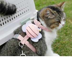 Bee-Print H-Style Cat Harness & Leash – Adjustable Escape-Proof Vest – Pink