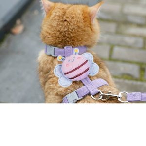 Bee-Print H-Style Cat Harness & Leash – Adjustable Escape-Proof Vest – Purple