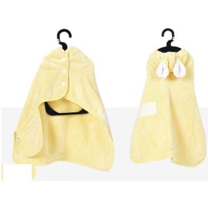 Hooded Pet Bath Robe - Absorbent Quick-Dry Dog & Cat Towel with Hood – Light Yellow