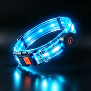 USB Rechargeable LED Glow Dog Collar — Reflective PVC | Blue