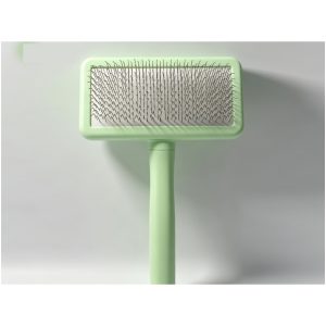 Padded Cushion Comb for Dogs & Cats - Deshedding, Thinning Grooming Brush - Fresh Green