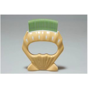 Shell-Shaped Pet Grooming Comb - Ergonomic Anti-Pull Coat Slicker for Cats & Dogs - Green Teeth