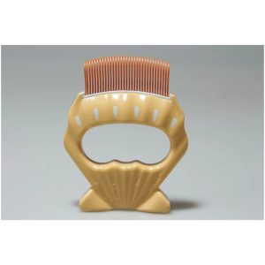 Shell-Shaped Pet Grooming Comb - Ergonomic Anti-Pull Coat Slicker for Cats & Dogs - Orange Teeth