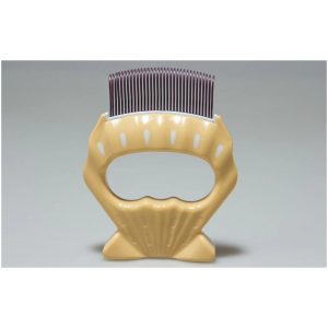 Shell-Shaped Pet Grooming Comb - Ergonomic Anti-Pull Coat Slicker for Cats & Dogs - Purple Teeth