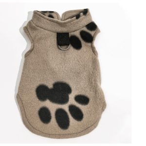Fleece Paw-Print Pet Sweater - Breathable Warm Dog & Cat Apparel, 2 Styles - Beige