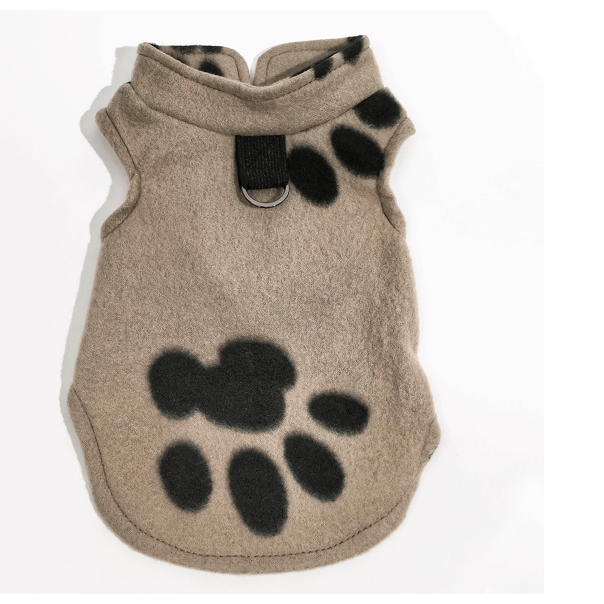 Fleece Paw-Print Pet Sweater - Breathable Warm Dog & Cat Apparel, 2 Styles - Beige