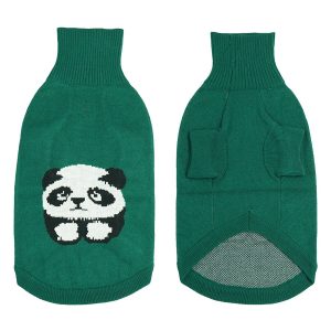 Retro Pattern Knitted Dog Sweater - Warm Winter Apparel for Small & Medium Dogs - Green