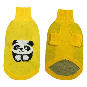 Retro Pattern Knitted Dog Sweater - Warm Winter Apparel for Small & Medium Dogs - Yellow