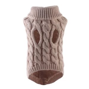 Heart-Pattern Knit Pet Sweater – Khaki