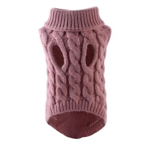 Heart-Pattern Knit Pet Sweater – Dusty Pink