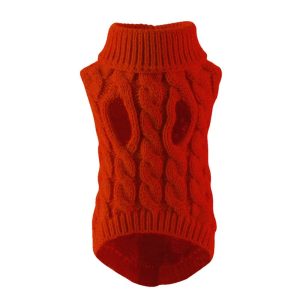 Heart-Pattern Knit Pet Sweater – Red