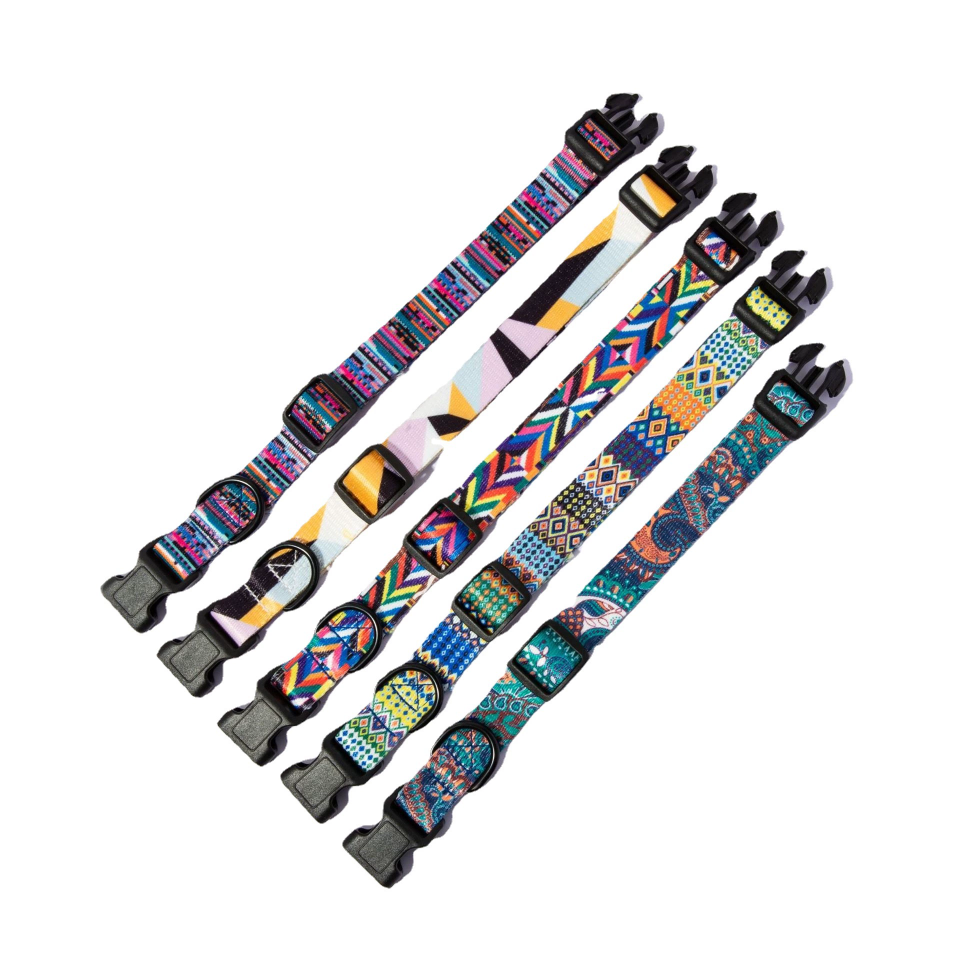 Adjustable Nylon Pet Collar & Leash Set – Cute Print, S-XL