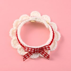 Knit Pet Collar & Bandana Set – Red