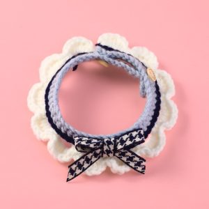 Knit Pet Collar & Bandana Set – Blue