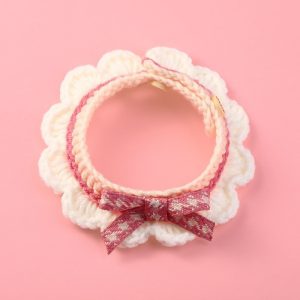 Knit Pet Collar & Bandana Set – Pink