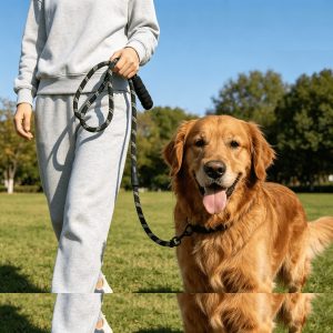 Reflective Rope Dog Leash - Padded-Handle Traffic Lead for Night Walking