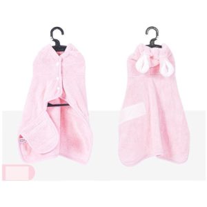 Hooded Pet Bath Robe - Absorbent Quick-Dry Dog & Cat Towel with Hood - Pink