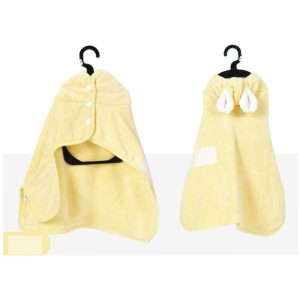 Hooded Pet Bath Robe - Absorbent Quick-Dry Dog & Cat Towel with Hood - Yellow