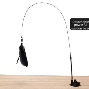 Powerful Suction Cup Cat Teaser Wand — Detachable Base · Replaceable Feathers