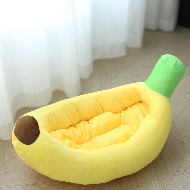 Banana Nest Pet Bed — Crystal Velvet · Zipper Cover · XS–XL
