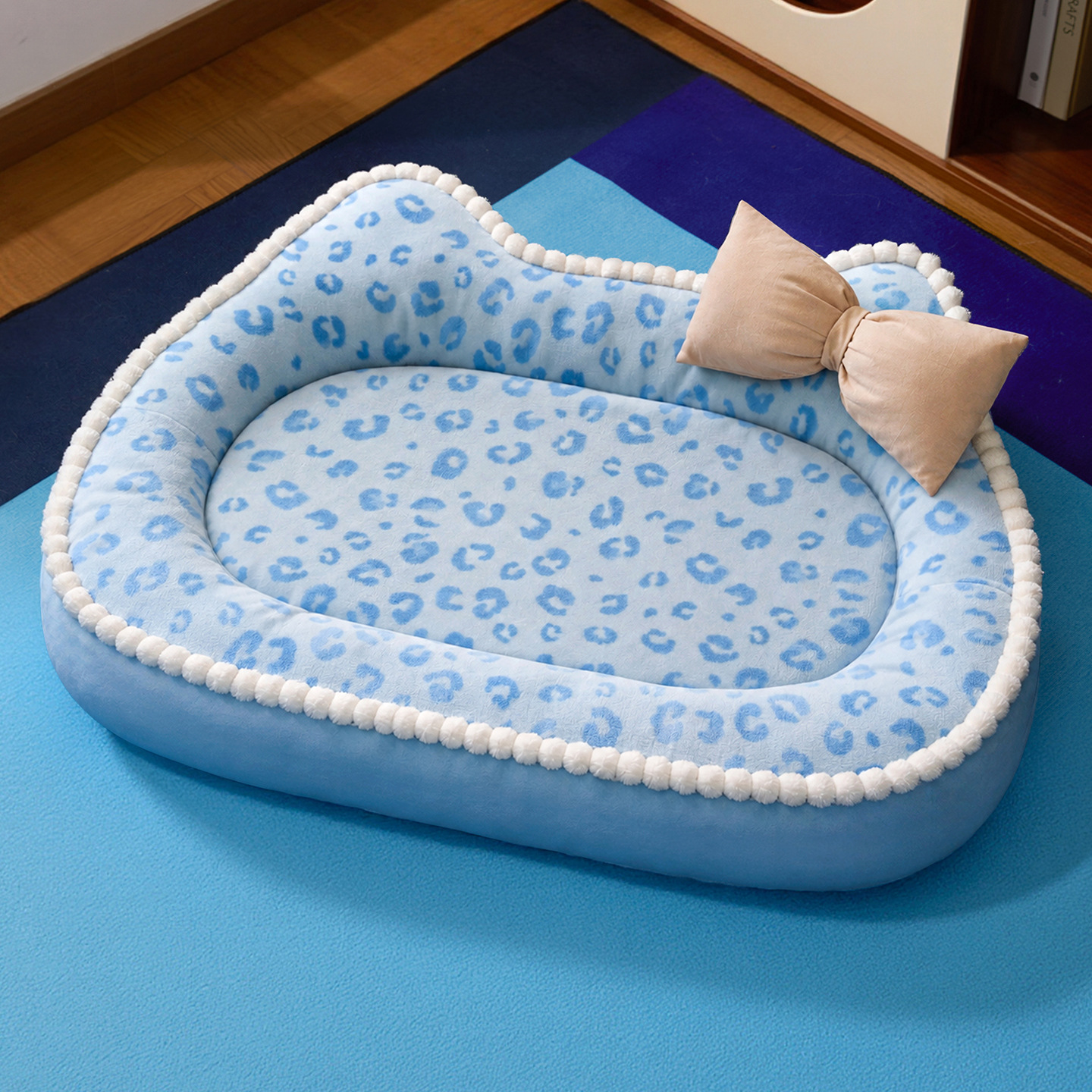 Mousse Sea-Salt Blue Leopard Pet Nest Mat — Mat Only