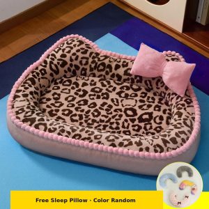 Choco Barbie Pink Leopard Pet Nest — Mat + Free Sleep Pillow