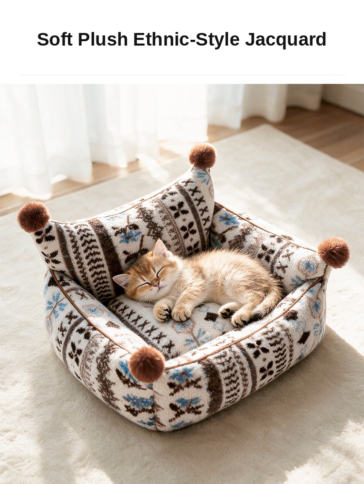 Fair Isle Caramel Sea Salt Sofa Pet Bed — Fixed Cover - Image 8
