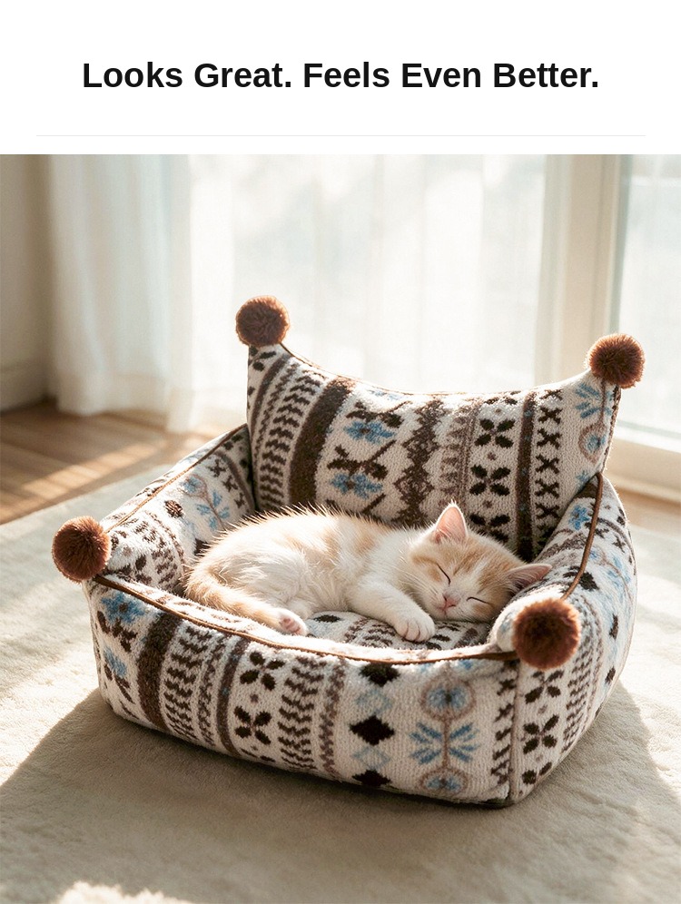 Fair Isle Caramel Sea Salt Sofa Pet Bed — Fixed Cover - Image 9