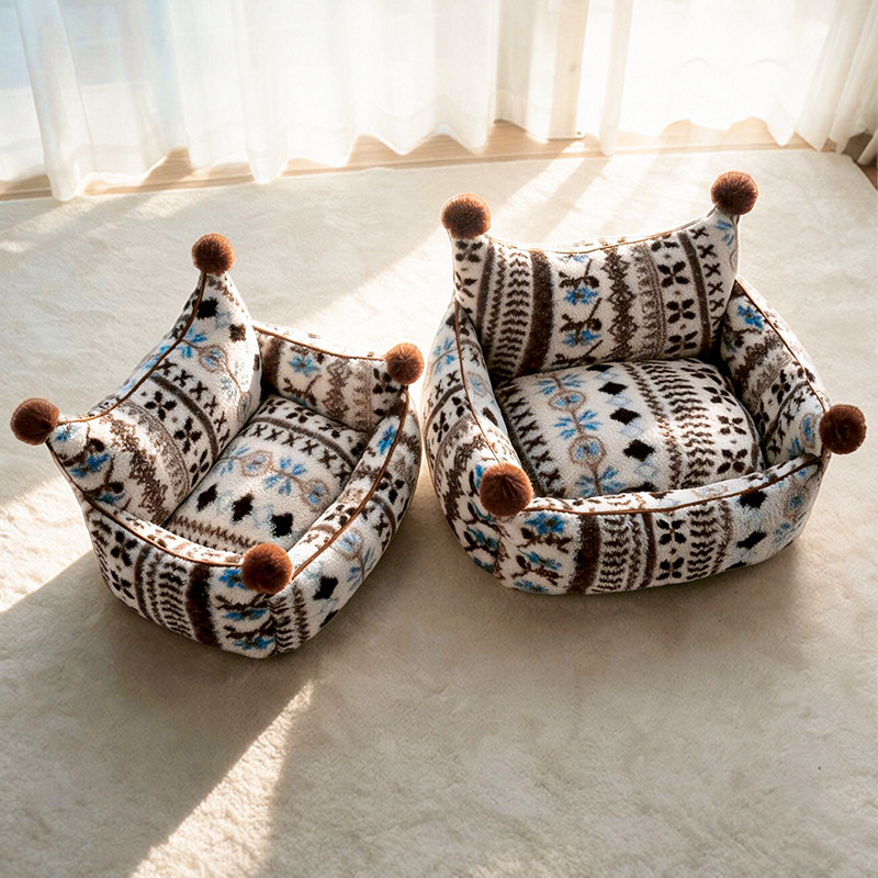 Fair Isle Caramel Sea Salt Sofa Pet Bed — Fixed Cover - Image 2