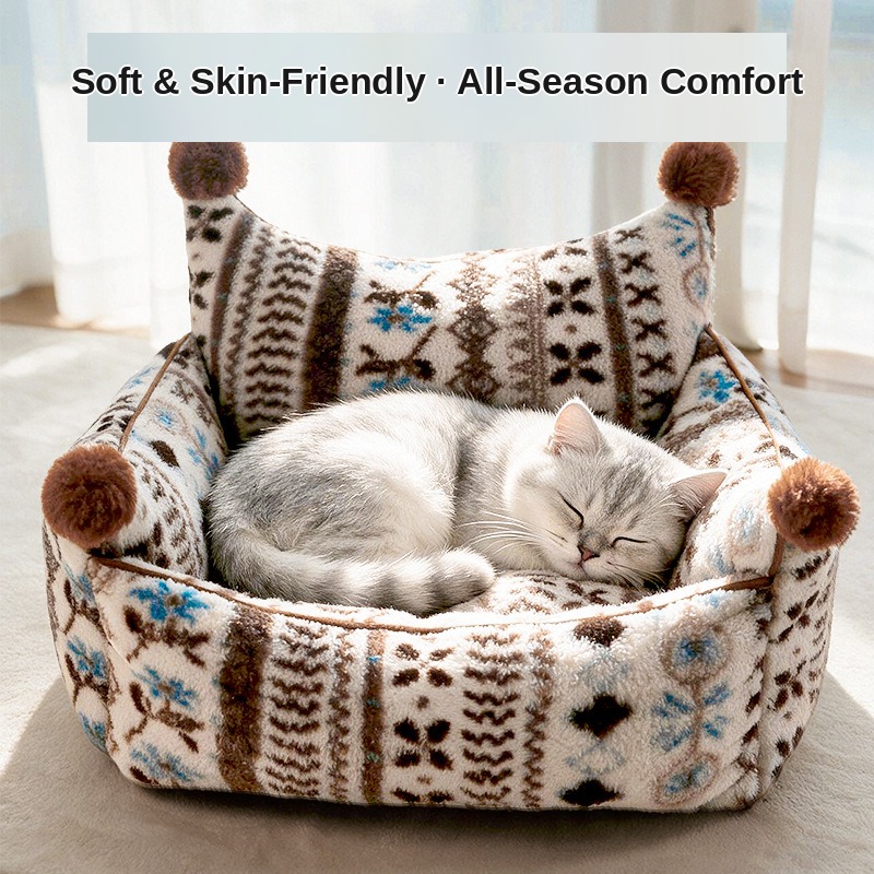 Fair Isle Caramel Sea Salt Sofa Pet Bed — Fixed Cover - Image 3
