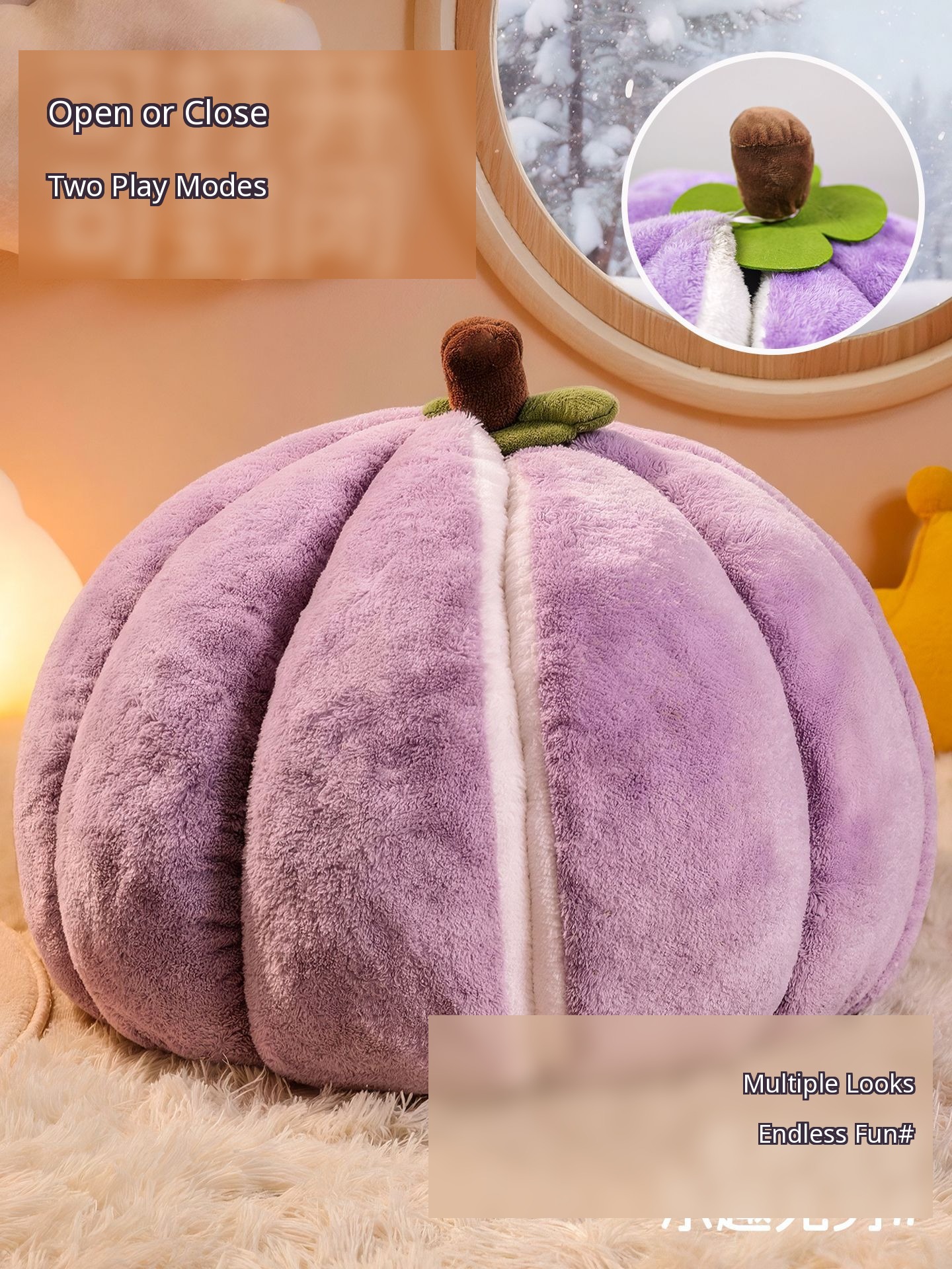 Purple Mangosteen Semi-Enclosed Pet Cave — Open/Close Nest - Image 10