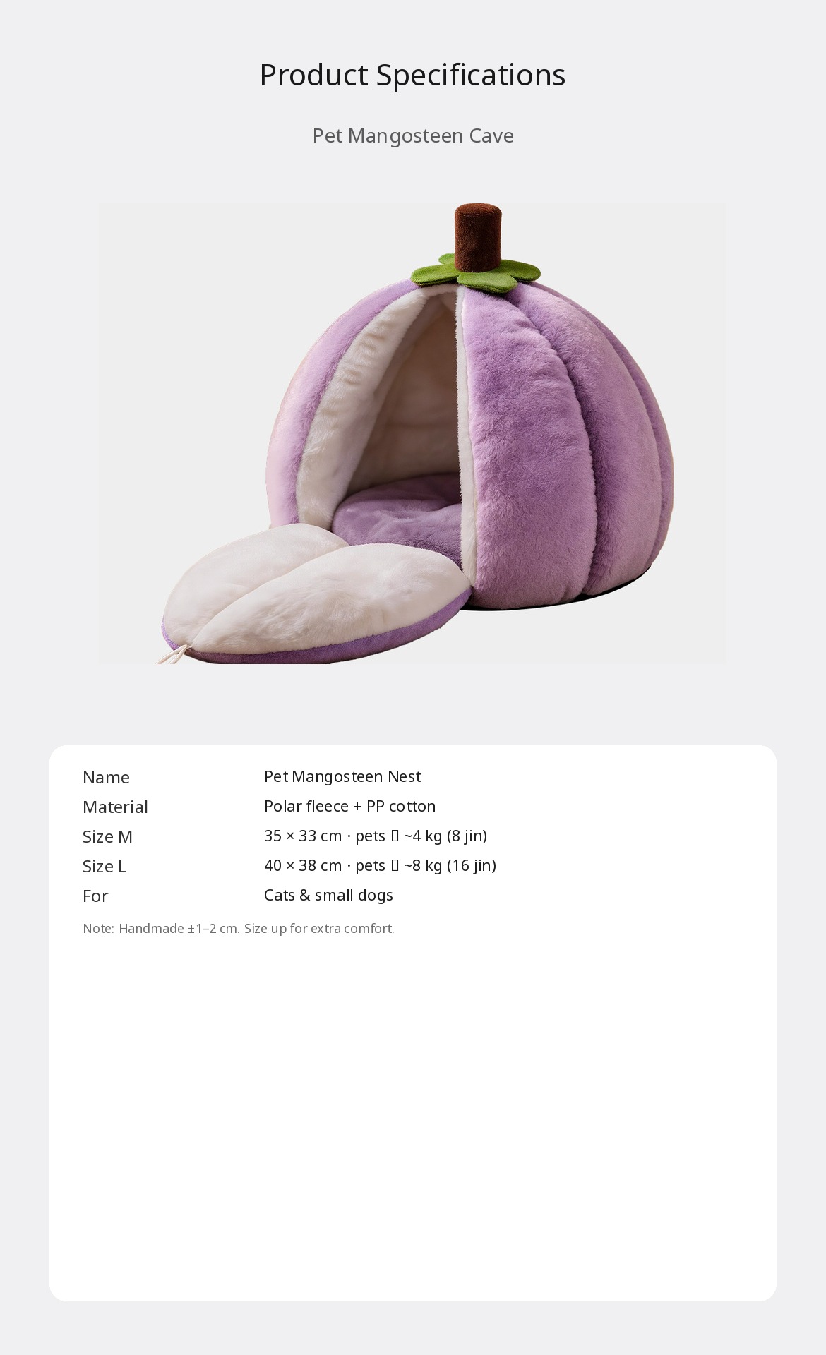 Purple Mangosteen Semi-Enclosed Pet Cave — Open/Close Nest - Image 12
