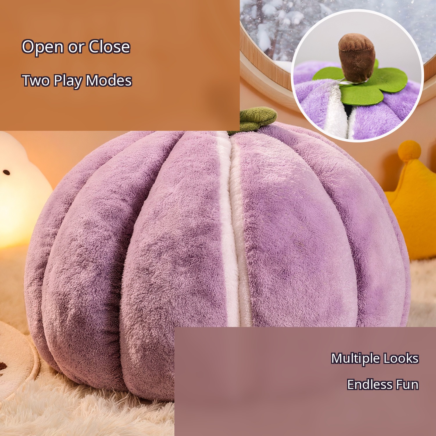 Purple Mangosteen Semi-Enclosed Pet Cave — Open/Close Nest - Image 4