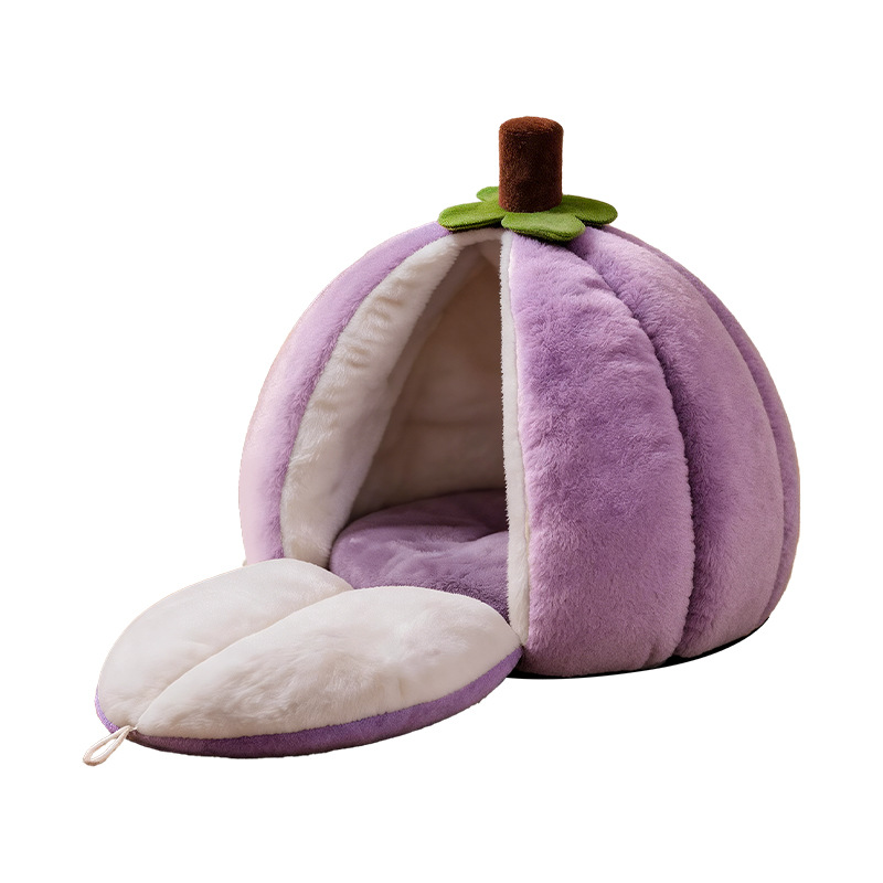 Purple Mangosteen Semi-Enclosed Pet Cave — Open/Close Nest - Image 6
