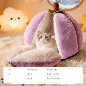 Purple Mangosteen Semi-Enclosed Pet Cave — Open/Close Nest
